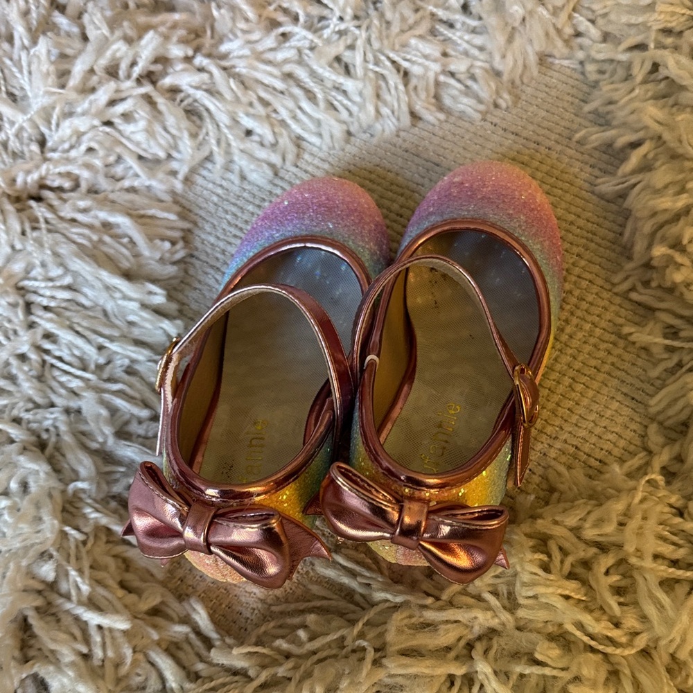 Sparkly Multicolor Kids Dress Shoes with Bow